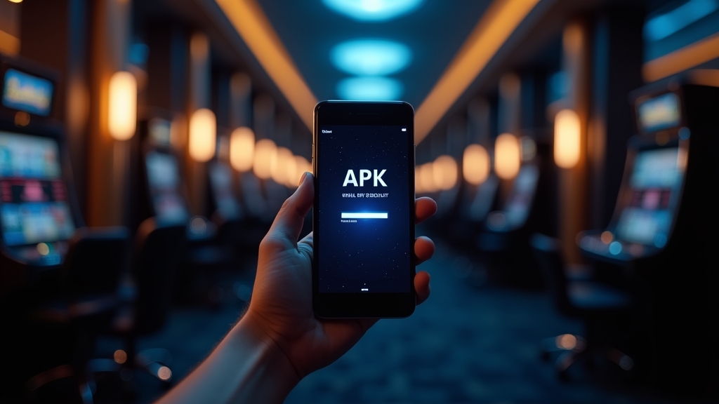 Pantalla de instalación de Orobet Apk en un móvil con fondo de casino