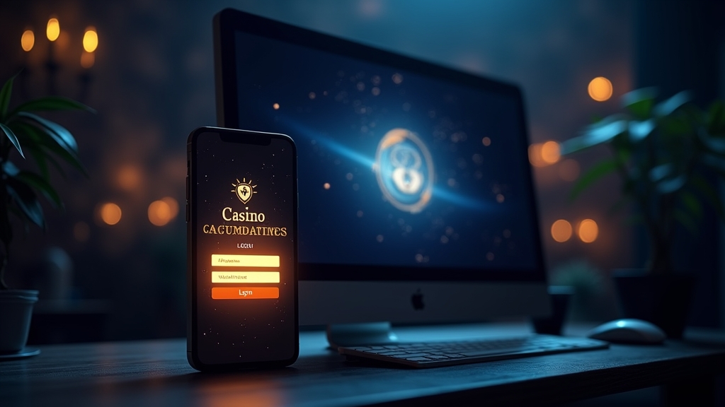 Pantalla de acceso a Orobet en móvil y escritorio con luz de casino oscura.